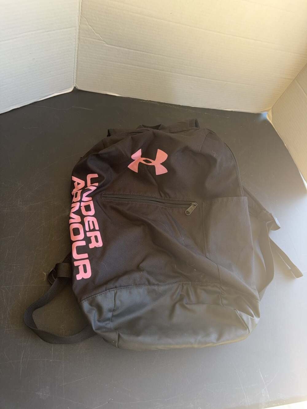 Under Armour Black and Pink Logo Backpack